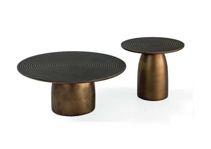 Couchtisch set 2x rund Wohnzimmer Tisch Edelstahl Luxus gold 2tlg. Tische