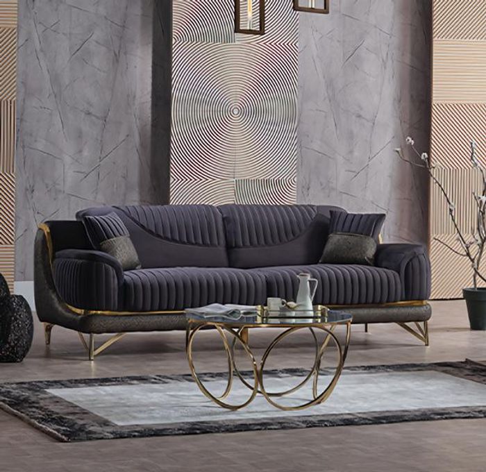 Schwarz Dreisitzer Sofa Lounge Luxus 3-Sitzer Design Couchen Polster Sofas