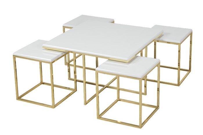 Couchtisch Weiß Luxus Design Metall Elegantes Möbel Wohnzimmer Couchtische