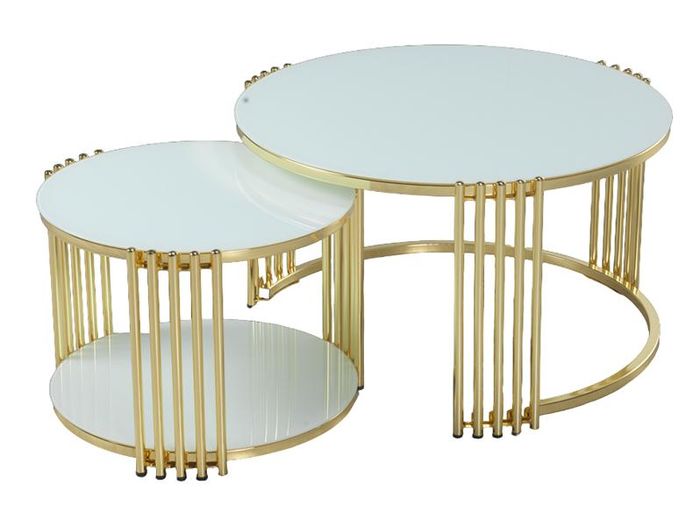 Couchtisch Weiß Luxus Design Metall Elegantes Möbel Wohnzimmer Couchtische Rund