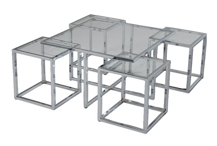 Couchtisch Luxus Design Metall Elegantes Möbel Wohnzimmer Silber Couchtische