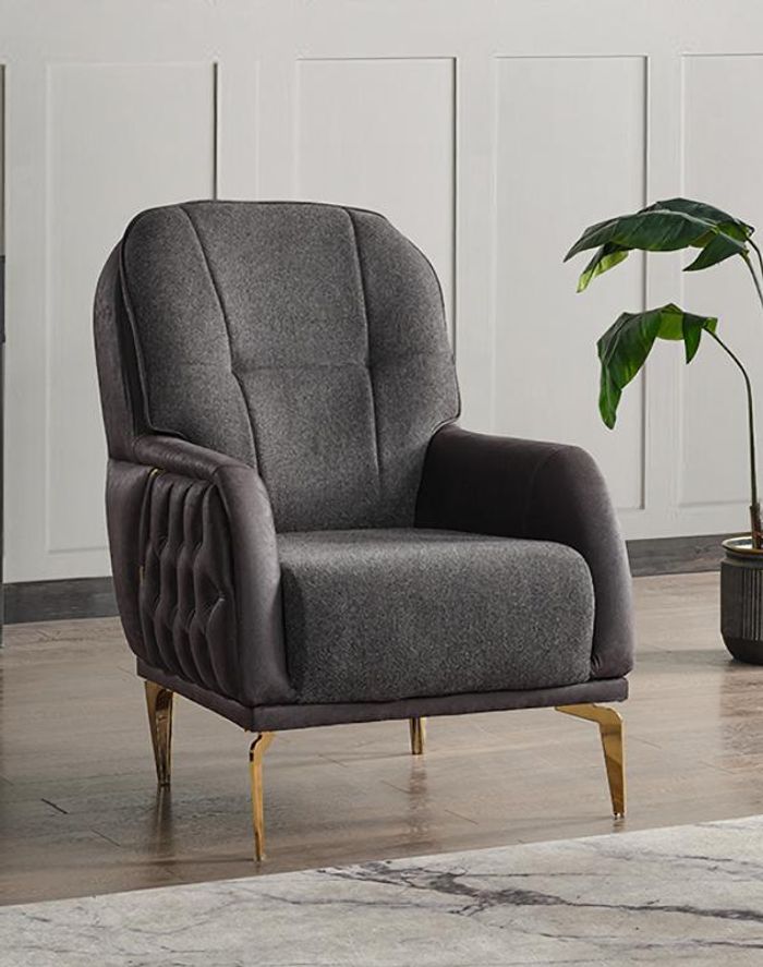 Sessel Design Couch Sofa Relax Hochwertig Textil Polster Sitzer Luxus Grau