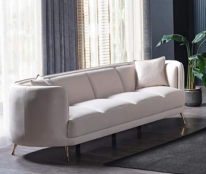 Luxus Sofa 3 Sitzer Sofa Design Wohnzimmer Weiß Textil Hochwertig Möbel
