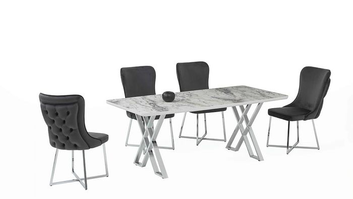 Esszimmer Set Hochwertig Möbel Weiß Garnitur Tisch 4x Stühle Design Modern