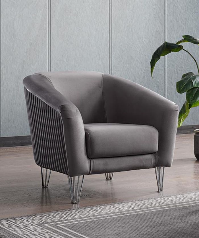 Sessel Design Couch Sofa Relax Hochwertig Textil Polster Sitzer Luxus Grau