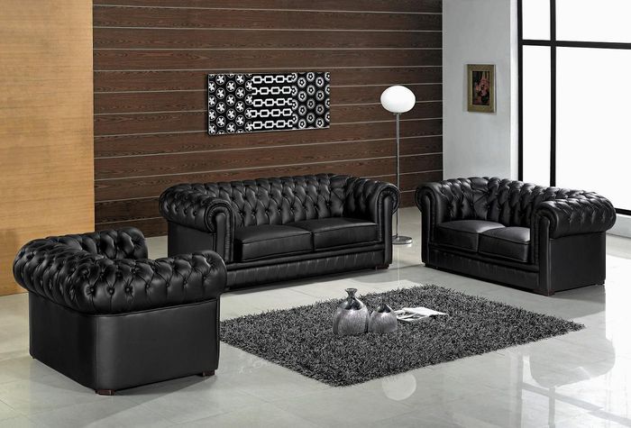 Sofagarnitur Chesterfield Möbel Sofa Sitzer Set Sofa Polster Couch Leder Sessel