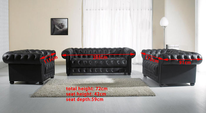 Chesterfield Sofagarnitur 311 Sitzer Design Couch Polster Sofa Garnitur Set Neu