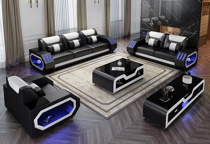 Sofagarnitur Set 3+2+1 Sitzer Couchtisch Sideboard Garnitur Design Moderne 5tlg.