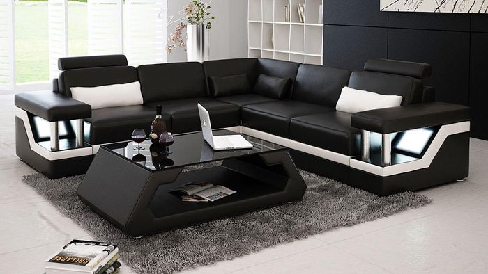 Eckgarnituren Leder Sofa Polster Sitzecke Designer Polsterecke Couch Design Neu