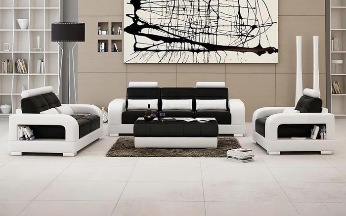 Sofagarnitur Polster 3+1+1 Sitzer Set Design Sofas Couchen Leder Modern Sofa Neu