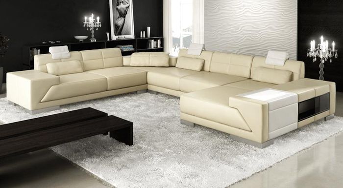 XXL BIG Wohnlandschaft U Form Ecksofa Sofa Couch Polster Garnitur Leder Neu