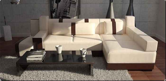 Ecksofa Sofa Couch Polster Wohnlandschaft Leder Eck Sofas Garnitur LForm Couchen