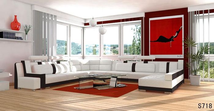 Garnitur U Form Sofa Couch Polster Garnitur Wohnlandschaft Design Ecksofa Leder