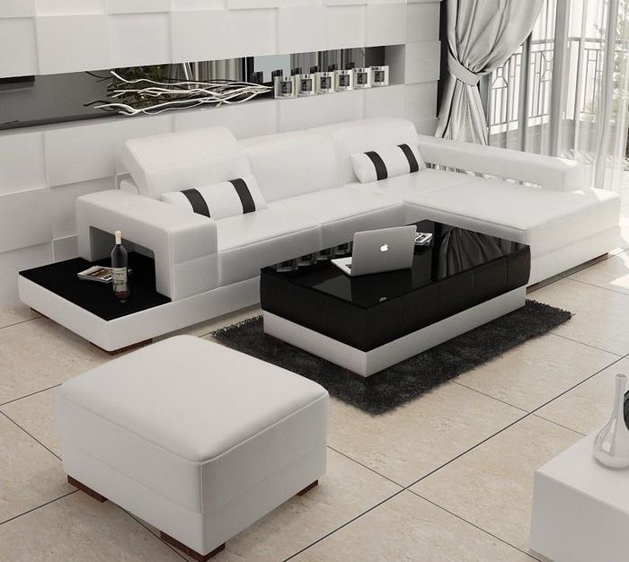 Ledersofa L form Couch Wohnlandschaft Ecksofa Eck Garnitur Design Modern Sofa