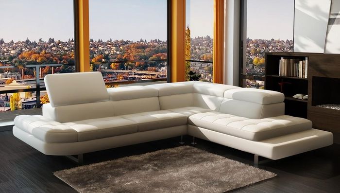 Modernes Ecksofa Ledersofa L Form Polster Designer Eckgarnitur Wohnlandschaft