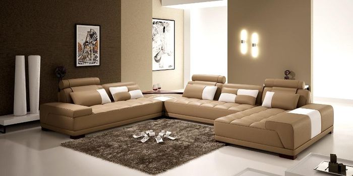 Ecksofa Ledersofa Polster Wohnlandschaft Couch Sofa Eckgarnitur UForm Beleuchtet