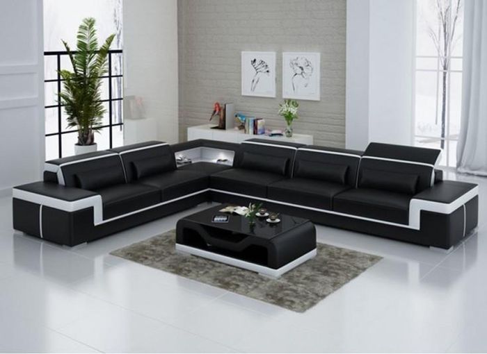Designer Sofa Couch Ecksofa Leder Textil Polster Garnitur Wohnlandschaft L Form