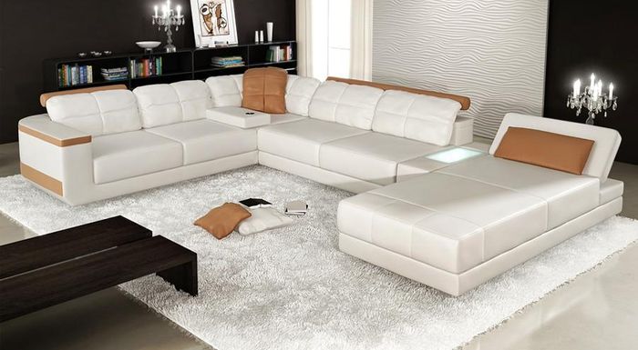 Ledersofa Maßfertigung Ecksofa Couch Polster Sitz Garnitur Wohnlandschaft Neu