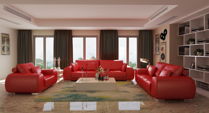 Sofagarnitur Ledersofa Couch Garnituren Design Modern Sofa 3+1+1 Sitzer Sofas