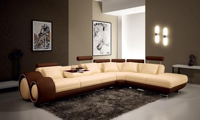 Ecksofa Sofa Couch Polster Wohnlandschaft Leder Sofas Garnitur LForm jvmoebel ®
