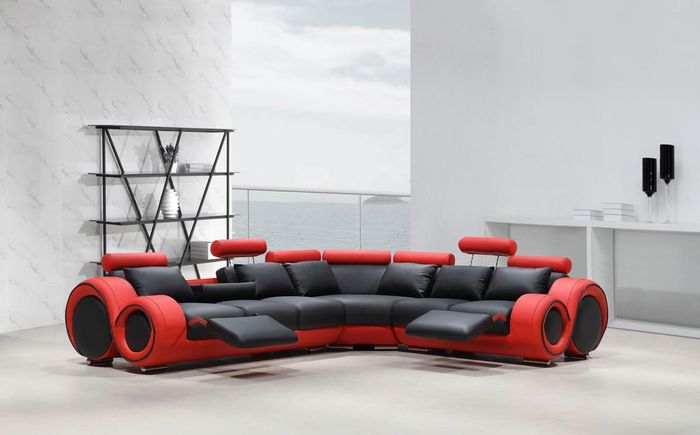 Designer Sofa Couch Ecksofa Leder Textil Polster Garnitur Wohnlandschaft L Form