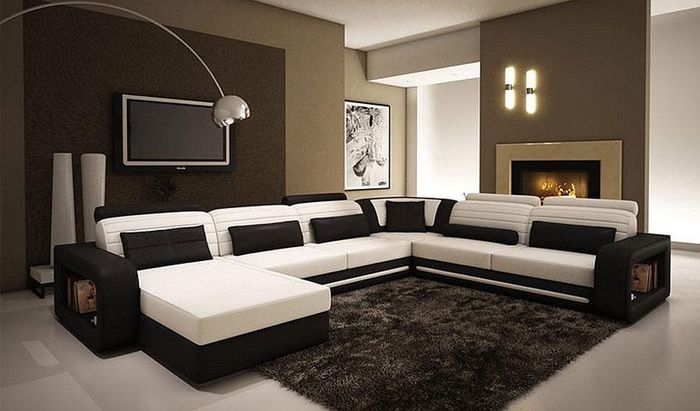 U Form Sofa Couch Polster Garnitur Wohnlandschaft Design Ecksofa Leder Sofas Neu
