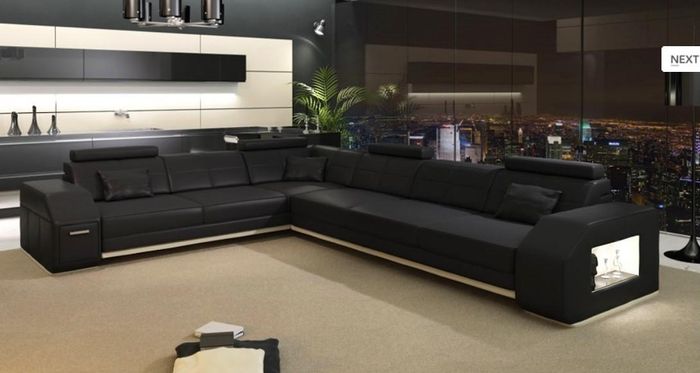 Designer Sofa Couch Ecksofa Leder Textil Polster Garnitur Wohnlandschaft L Form