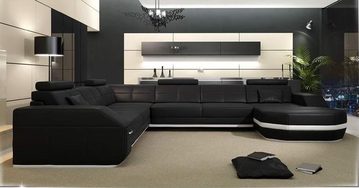 Ecksofa Ledersofa Big xxl U Form Wohnlandschaft Sofa Couch Garnitur Eckgarnitur