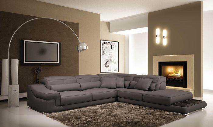 Ecksofa L-Form Design Sofa Ecksofa Couch Leder Polster Textil Sofas Neu
