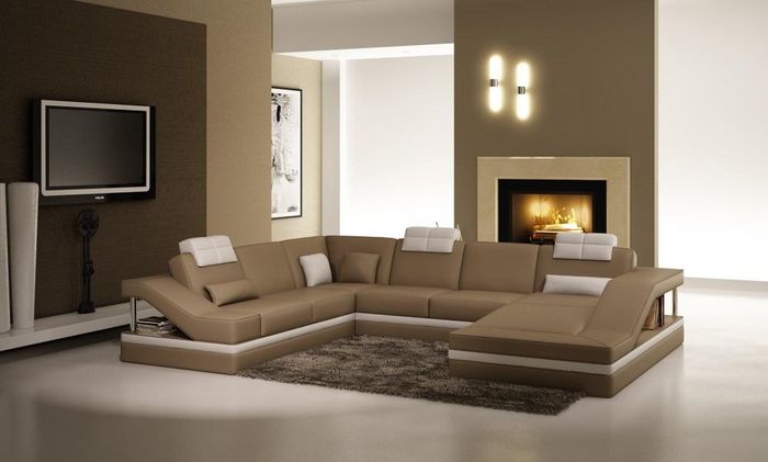 Ecksofa Ledersofa Polster Wohnlandschaft Couch Sofa Eckgarnitur U Form Moderne