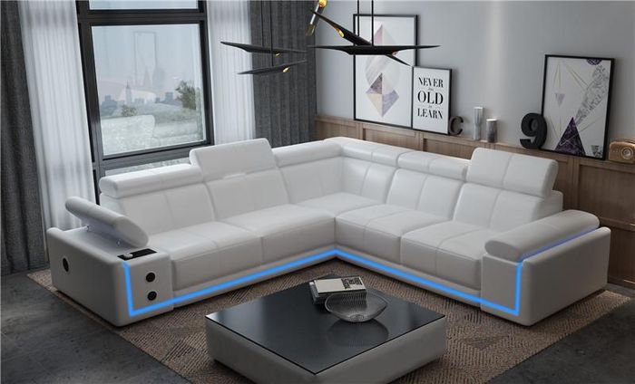 Beleuchtete Leder Ecksofa Couch L Form Sound Led Boxen Modernes Sofa Couchen Neu