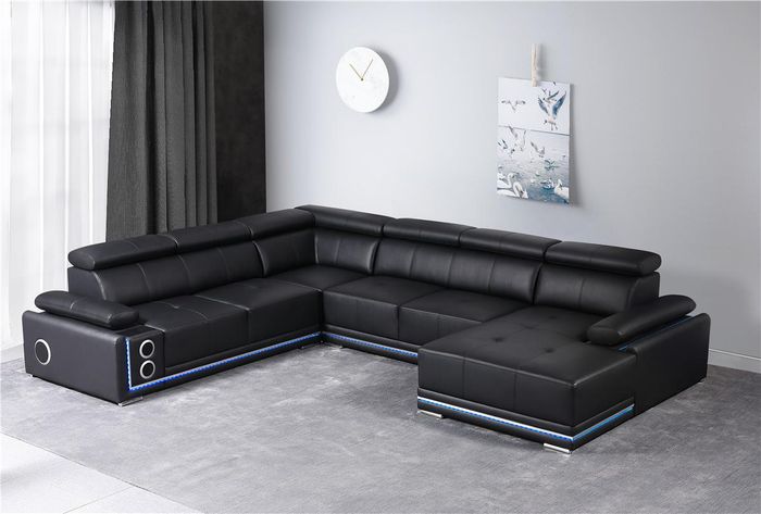Moderne Ecksofa Wohnlandschaft Couch Eckgarnitur Led Linie Beleuchtet Garnitur