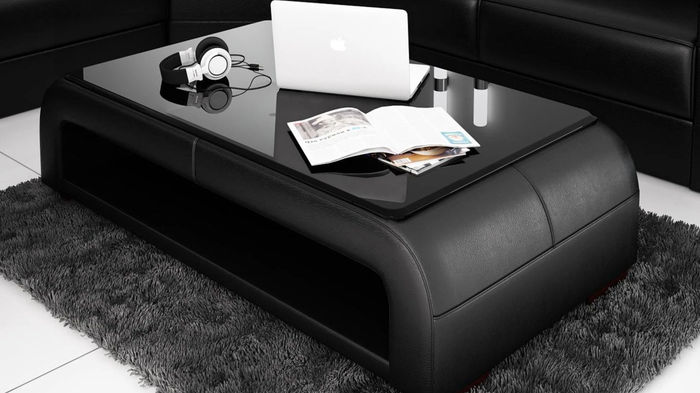 Sofatisch Design Tisch Wonzimmer Glas Leder Couch Beistell Sofa Kaffee Tische