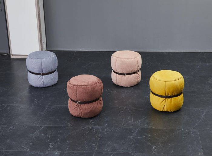 Design Hocker Sitzpouf Wohnzimmer Designer Runder Moderne Fußhocker Pufa Textil