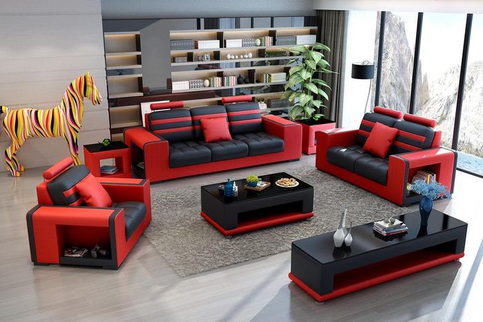 Sofagarnitur 3+2+1 Sitzer Wohnlandschaft Sofa Couch Polster Garnitur Sofas Leder