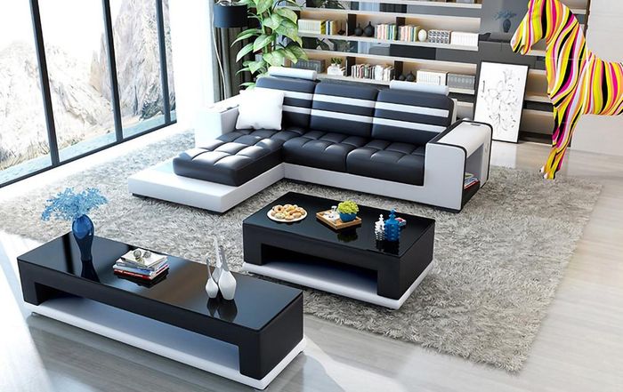 Ecksofa Polster Ecksofa L Form Couchtisch Sideboard Ledersofa Wohnlandschaft Neu