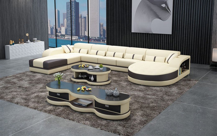 Sofas U Form Sofa Couch Polster Garnitur Wohnlandschaft Design Ecksofa Leder Neu