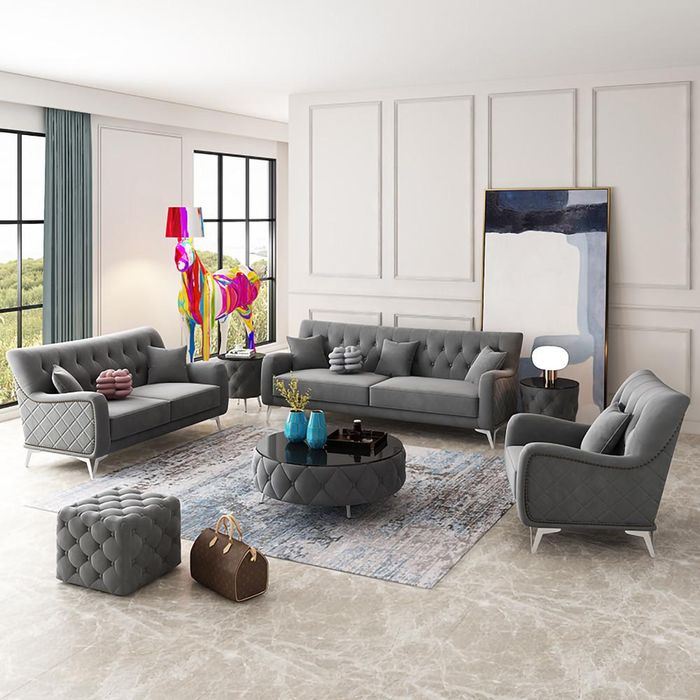 Sofa Couch Samt Polster Sitz 321 Sitzer Design Couchen Sofas Stoff Neu Garnitur