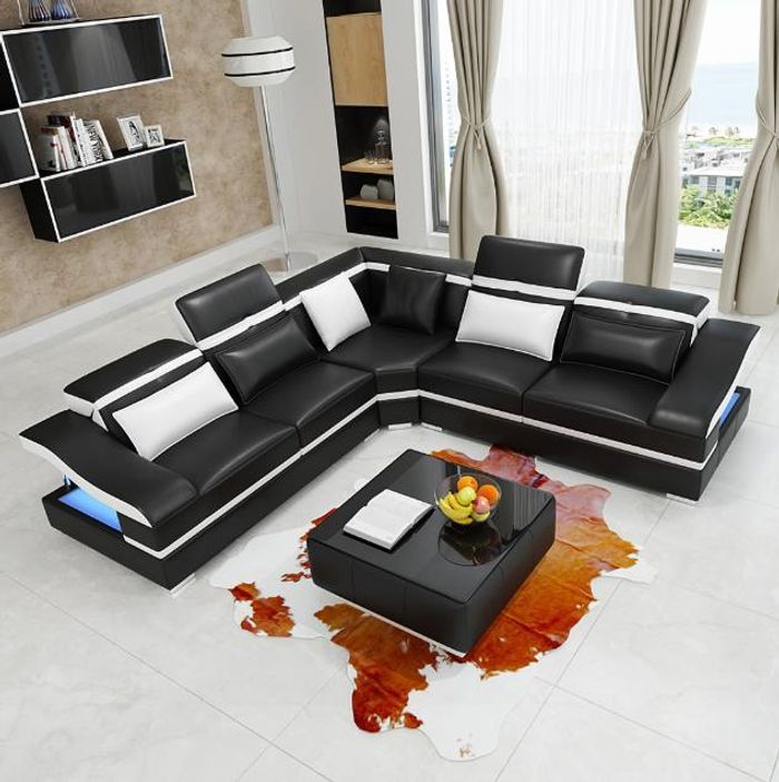 Design Ecke Ecksofa L-form Modern Sofas Ledersofa Couch Wohnlandschaft Sofa Sitz