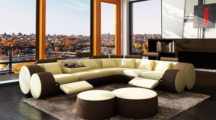 Ecksofa Sofa Leder Couch - Designer Couchgarnitur Sitz Polster Wohnlandschaft L