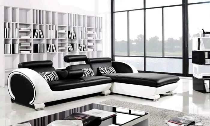 Ecksofa Sofagarnitur Leder Sofa Couch Ecke Polster Hocker Set Komplett Designer