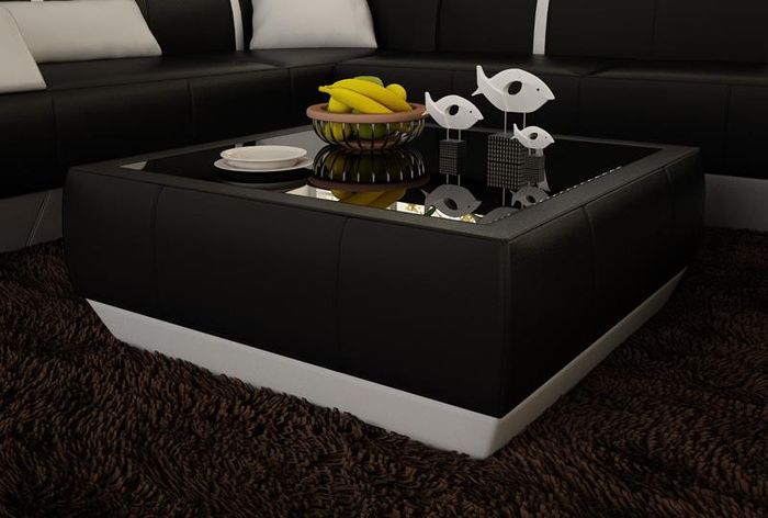 Gepolsterte Sofa Tische Schwarzer Couchtisch Glastisch Beistell Moderner Tisch