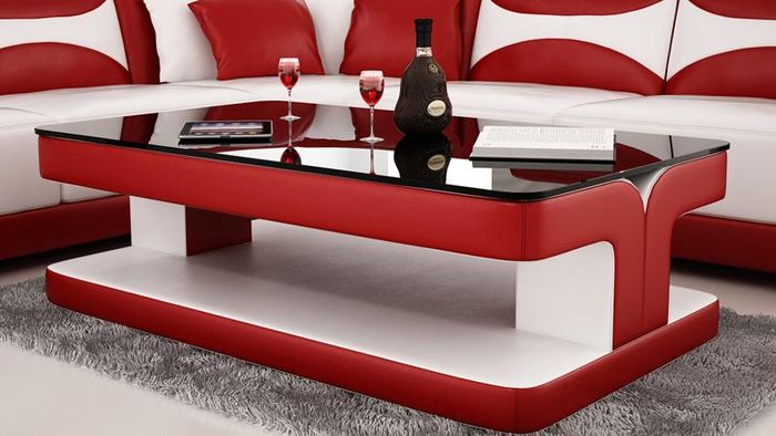 Moderner Leder Couchtisch Tisch Moderner Glastisch Design Tische Glas Wohnzimmer
