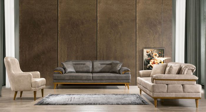 Designer Wohnzimmer Couch-Set Luxus Sofagarnitur 3+3+1 Sitzer 3tlg Set