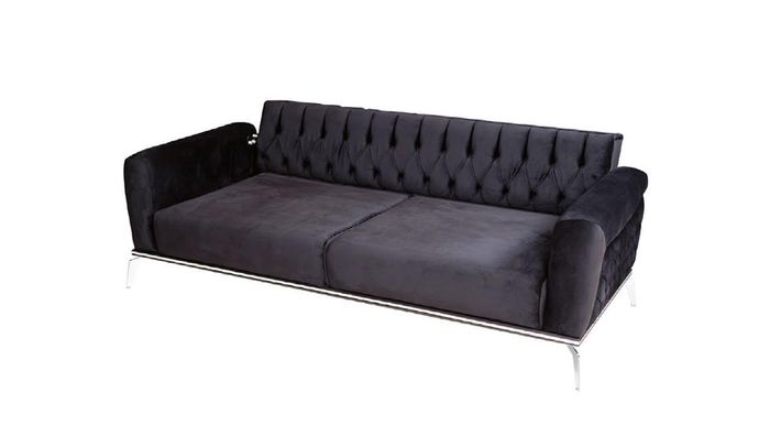Designer Schwarzer 3-Sitzer Luxus Chesterfield Stoffsofa Moderne Couch