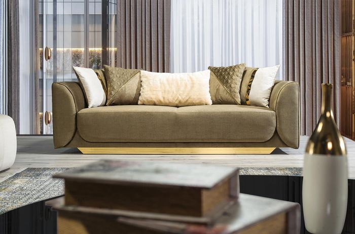 Designer Sofa 3-Sitzer grün Stoffsofa Sofapolster Sofas Textilien Couch