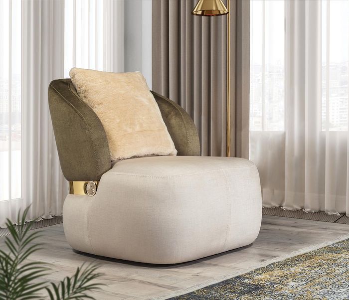 Moderner Beiger Lounge Sessel Designer Möbel Fernseh Textil Sitz Neu