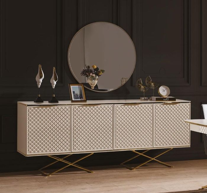 Stilvoll Esszimmer Set Sideboard und Spiegel modern Holzmöbel neu 2tlg