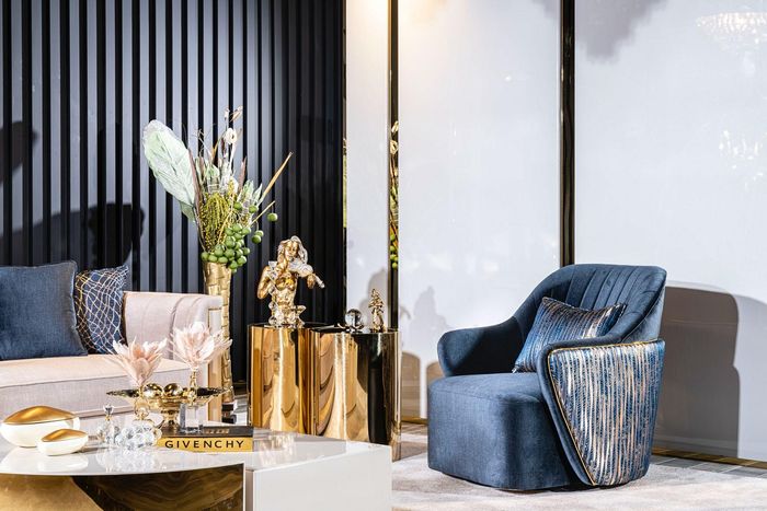 Wohnzimmer Sessel 1er Designer Polster Stoff Textil Stil Modern Schwarz