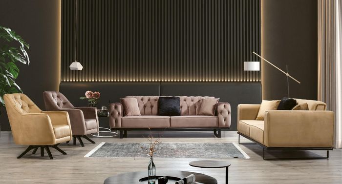 Designer Dreisitzer Chesterfield Möbel 3-Sitzer Stoffsofas Polstermöbel